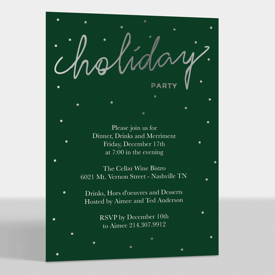 Scattered Dots Holiday Party Foil Invitations